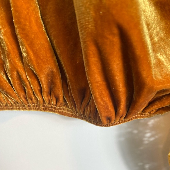 #473 Free People Dream Team Gold Velvet Lace Top size XS - Picture 8 of 11